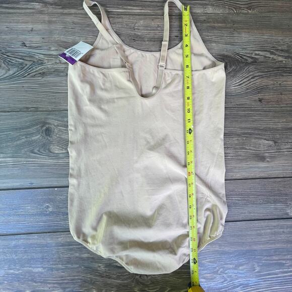 Tan Beige Bodysuit Adjustable Straps Body Briefer SZ 2XL C101547 - Picture 6 of 6
